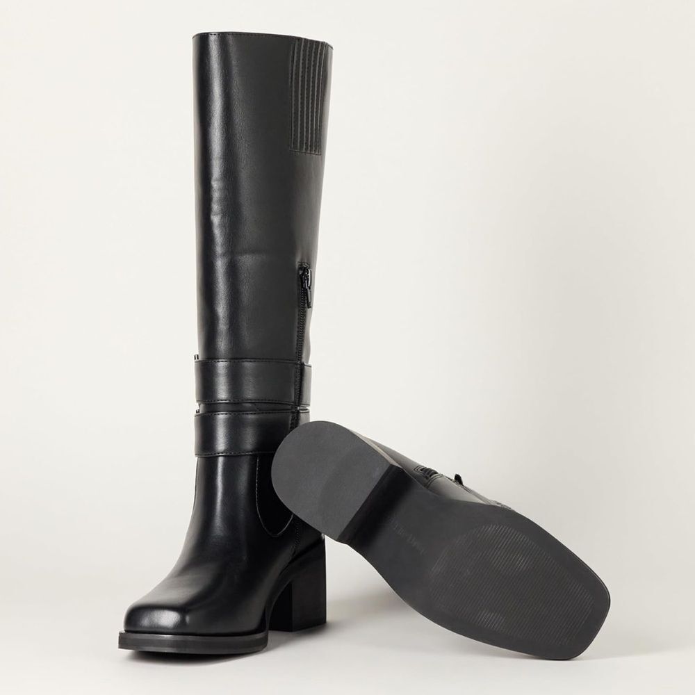 The Drop ‘Sage’ Tall black Biker/ Moto Boot with Buckles NEW w/ tags size 11 - Picture 7 of 10